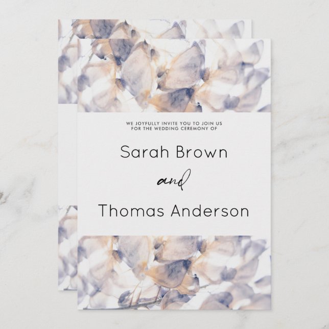 CONVITE PATELAS BRANCAS E AZUIS FLORAL ELEGANTE CASAMENTO  (Frente/Verso)