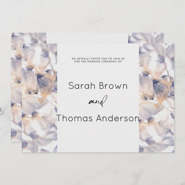 CONVITE PATELAS BRANCAS E AZUIS FLORAL ELEGANTE CASAMENTO  (Frente/Verso)