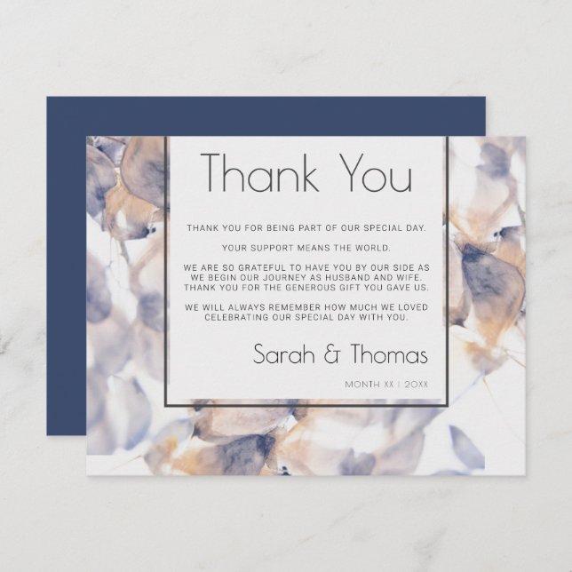 CONVITE PATELAS BRANCAS E AZUIS FLORAL ELEGANTE OBRIGADO (Frente/Verso)