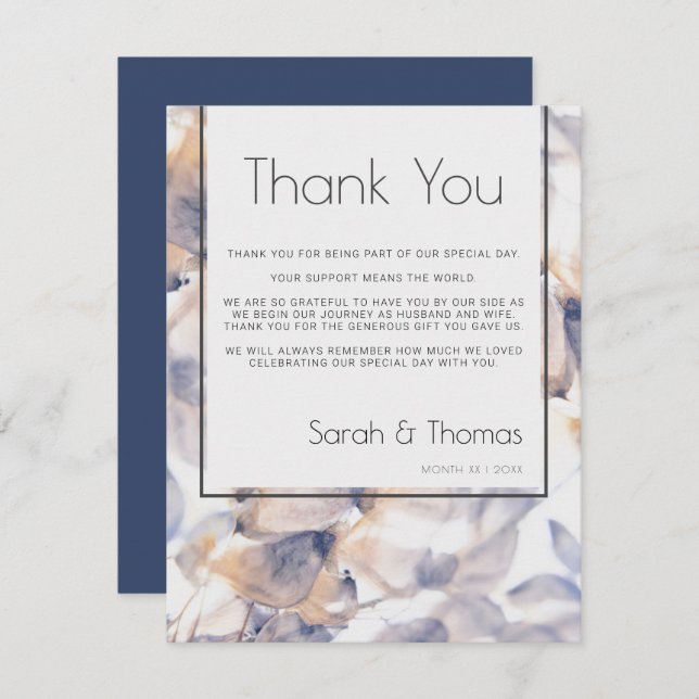 CONVITE PATELAS BRANCAS E AZUIS FLORAL ELEGANTE OBRIGADO (Frente/Verso)