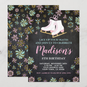 Convite Patinação no gelo, País das maravilhas de Inverno,