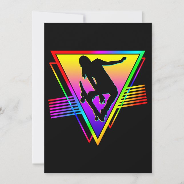 Convite Patinador de skate retrô (Frente)