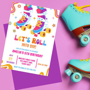 Convite Patins de Roda Festa de Aniversário da Garota de P