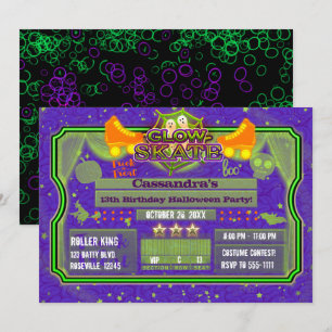 Convite Patins de Rodas de Halloween para Festa de Anivers