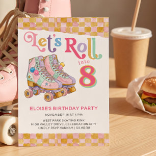 Convite Patins Retrô de Aniversário de Qualquer Idade Vamo