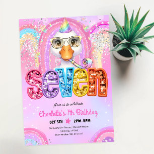 Convite Pato Bobo Rosa Aniversário de 7 anos