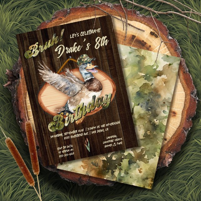 Convite Pato caçando Bruh Birthday Campout (Criador carregado)