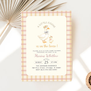 Convite Pato com Laço de Gingham Chácara Baby Shower