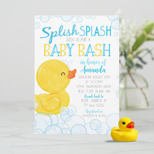 Convite Pato de Borracha Esparrinhar Bebê Chove-Chove Chá 