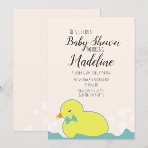 Convite Pato de Borracha Moderno Amarelo Quente para Chá d