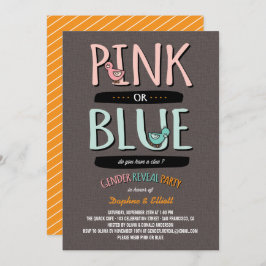 Convite Patos Cachorros Rosa ou Azul Festa de Refeição do 