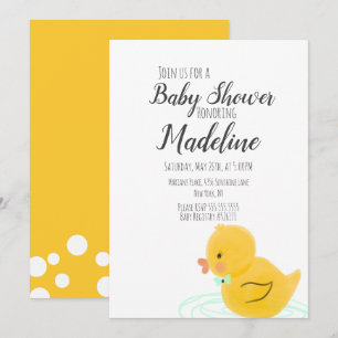 Convite Patos de Borracha Desenhados à Mão Chá de Bebê