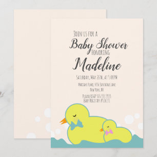 Convite Patos de Borracha Modernos Bege  Chã de Bebê  