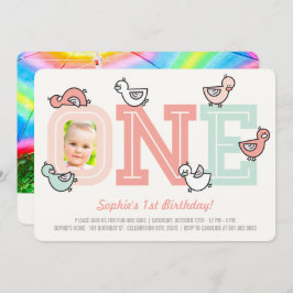 Convite Patos Rosa, Grande primeiro aniversario De Garota,