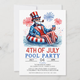 Convite Patriot Red White e Blue 4º do Partido da Piscina 