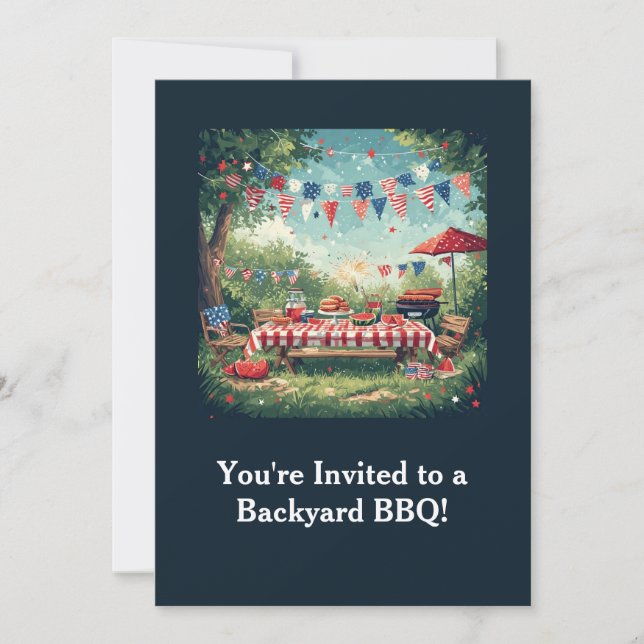 Convite Patriotic Backyard BBQ Scene – 4th of July (Frente)