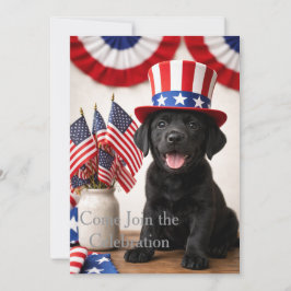 Convite Patriotic Black Labrador Puppy Invitation |