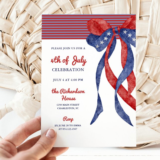 Convite Patriotic Bow | 4th of July Party (Criador carregado)