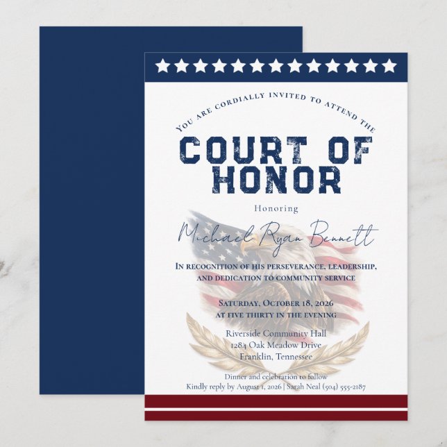 Convite Patriotic Court of Honor Invitation (Frente/Verso)