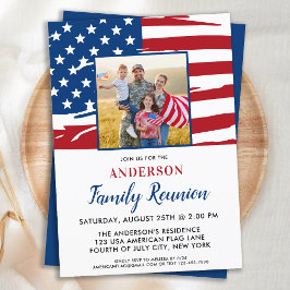 Convite Patriotic Family Reunion American Flag Photo
