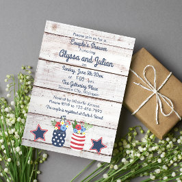 Convite Patriotic Love Rustic 4th of Julho Casal Chá