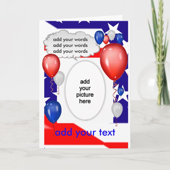 Convite Patriotic Red White & Blue Card (Frente)