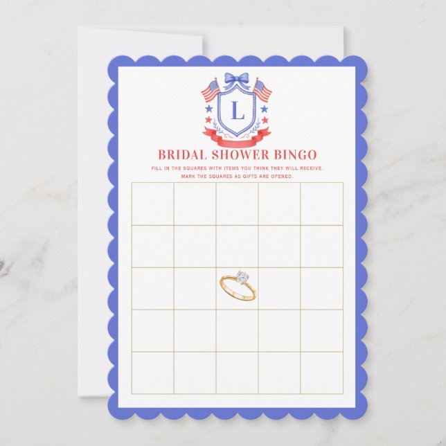 Convite Patriotic Red White & I Do Bridal Shower Bingo (Frente)