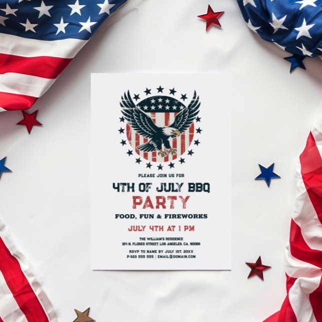 Convite Patriotic Retro American Eagle BBQ Invitation (Criador carregado)