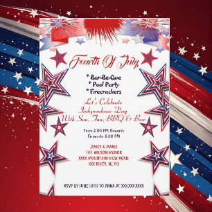 Convite Patriotic Stars 4º de julho Parte I do CHURRASCO d