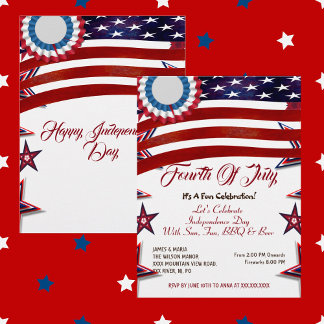Convite Patriotic Stars 4 de julho Partido CHURRASCO de Ba