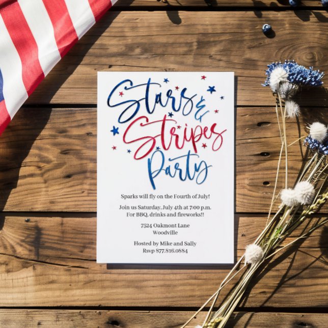 Convite Patriotic Stars and Stripes Party Custom (Criador carregado)