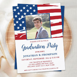Convite Patriótica Graduação Americana Foto de Bandeira