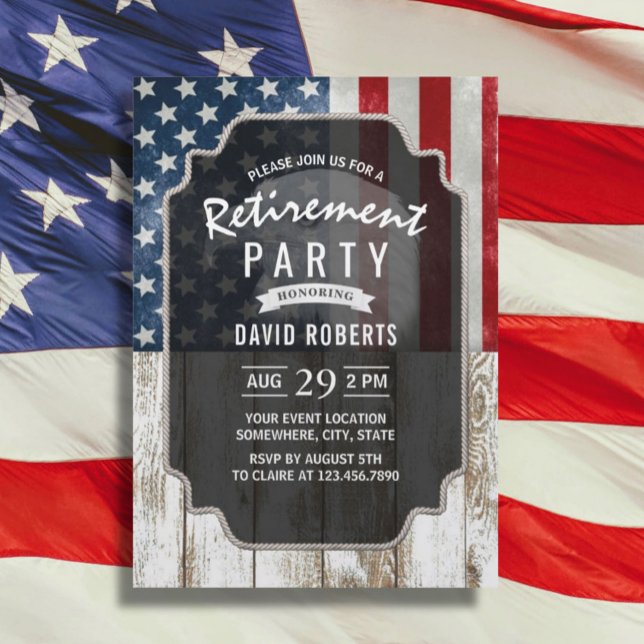 Convite Patriótica Reforma Militar EUA Bandeira Madeira Rú (Criador carregado)