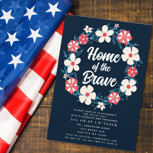 Convite Patriótica Rustic Floral 4° de julho Cookout