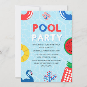 Convite Patriótico 4º do Partido da Piscina de Verão de ju