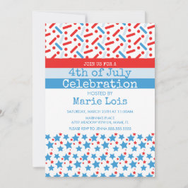 Convite Patriótico 4 de julho Estrelas Strips Espelha