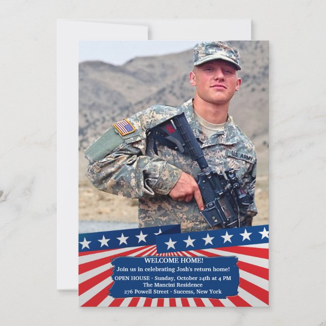 Convite patriótico americano da foto de cores (Frente)