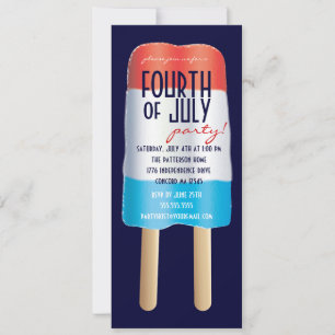 Convite Patriótico Bombpop Vermelho Branco Azul 4 de julh