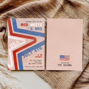 Convite Patriótico Vermelho Branco & Churrasco 4 de Julho 