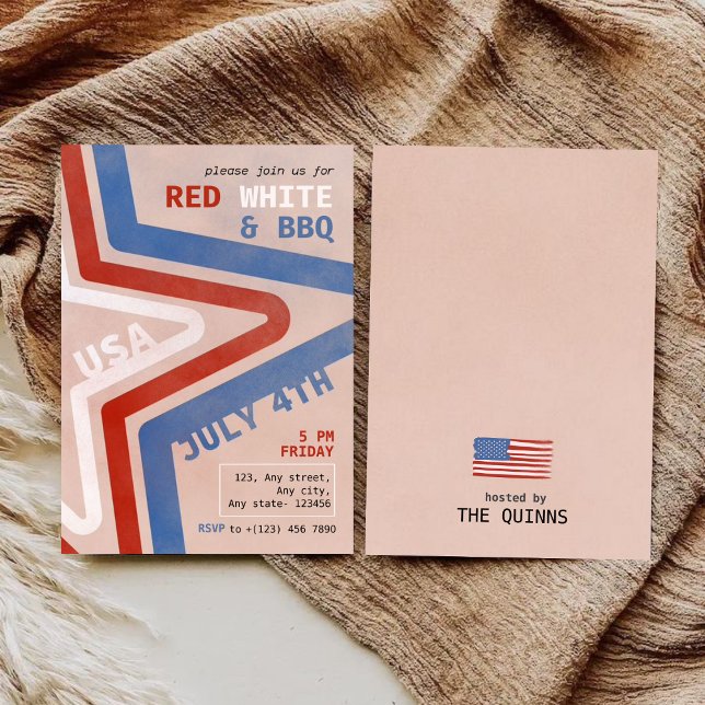 Convite Patriótico Vermelho Branco e CHURRASCO 4 de julho (Criador carregado)