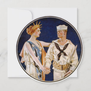 Convite Patriotismo Antigo, Lady Liberty com Marinheiro da