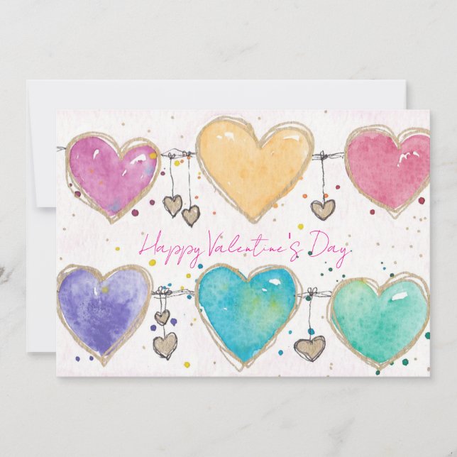Convite Patterned Hearts Valentine Notecard Invitation (Frente)