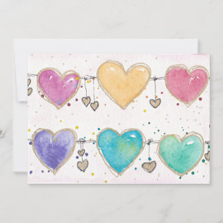 Convite Patterned Hearts Valentine Notecard Invitation 