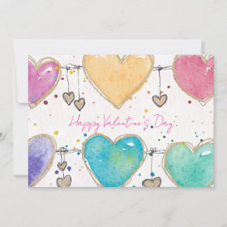 Convite Patterned Hearts Valentine Notecard Invitation
