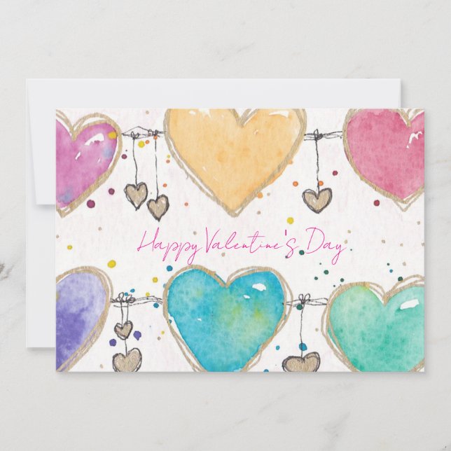 Convite Patterned Hearts Valentine Notecard Invitation (Frente)