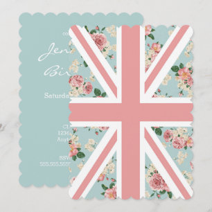 Convite Patterno Inglês Roses Union Jack Floral