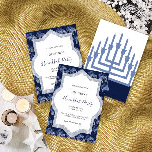 Convite Patterno Menorah do Partido Elegante Hanukkah