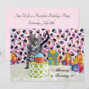 Convite Patton (gato/gatinho) Aniversário