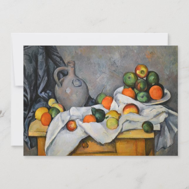 Convite Paul Cezanne - Cortina, Jug e Fruta Bowl (Frente)