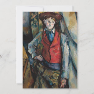 Convite Paul Cezanne - Menino com Colete Vermelho